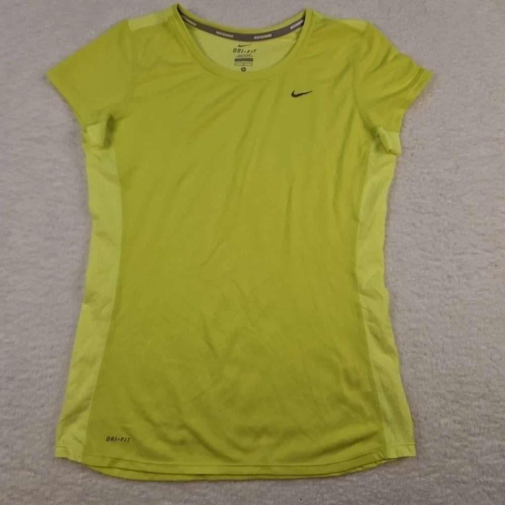 Nike‎ Dri-Fit Moisture Wicking Running T-Shirt Women's M Yellow S/S High Vis